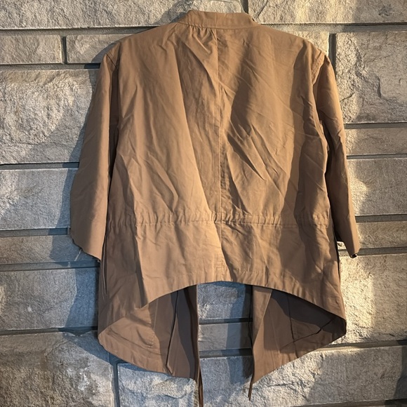 French Connection Tan Trench Coat with Wrap Front and Lapel Collar - Picture 8 of 11